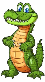 Smiling Cartoon Crocodile with Green Scales