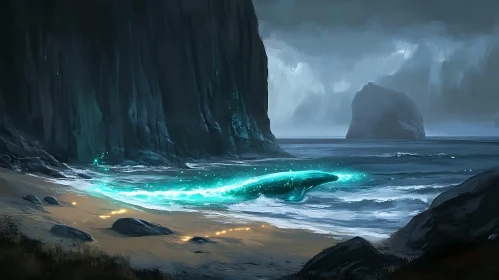 Glowing Whale at the Coastline