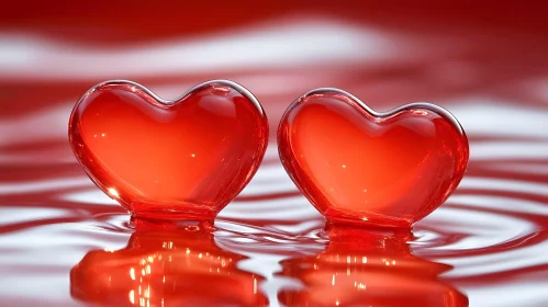 Red Hearts in Water