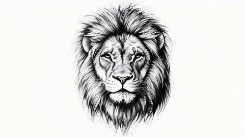 Monochrome Lion Portrait