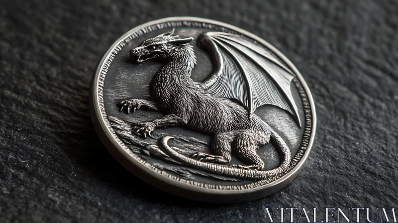 AI ART Silver Dragon Embossed Coin