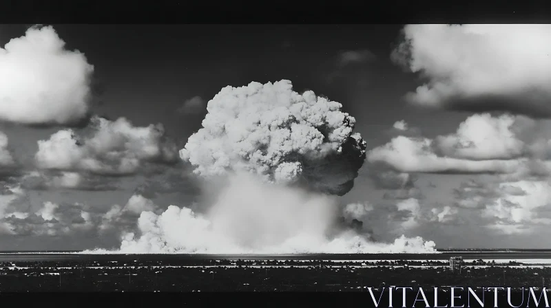 Black and White Nuclear Explosion AI Image