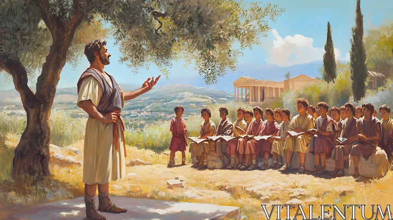 Outdoor Classroom in Ancient Times AI Image