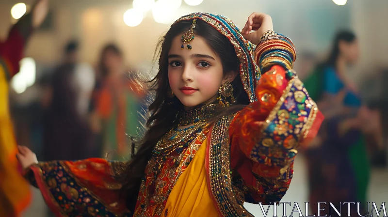 AI ART Young Girl in Ethnic Attire