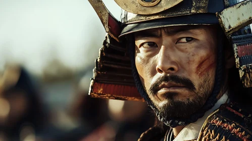 Close-Up of a Battle-Hardened Samurai