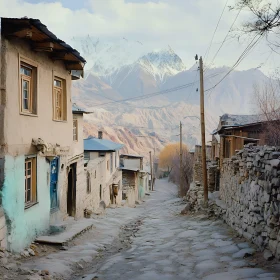 Snowy Peaks above Village Road