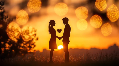 Silhouette of Couple at Sunset