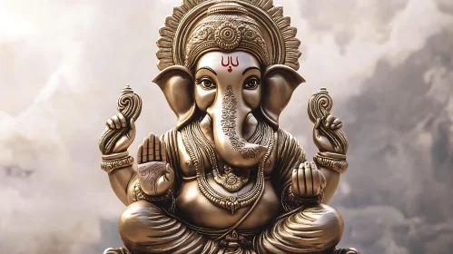 Golden Ganesha Statue - Hindu Deity Image