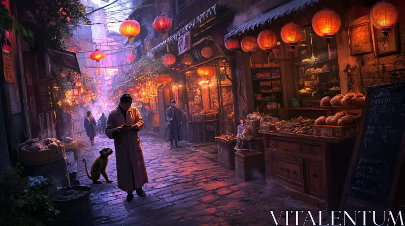 AI ART Lantern Lit Street Scene