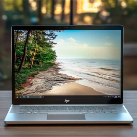 Laptop with Nature-Themed Screen