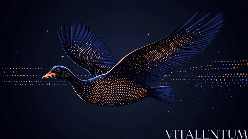 Starry Night Bird Illustration AI Image