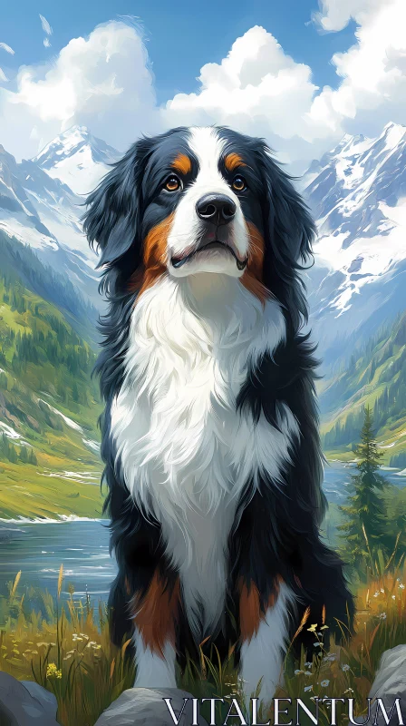 Berner in Beautiful Mountain Landscape AI Image