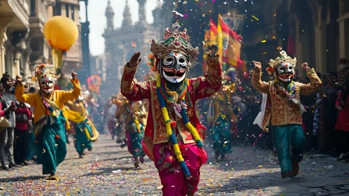 Colorful Masked Parade Celebration