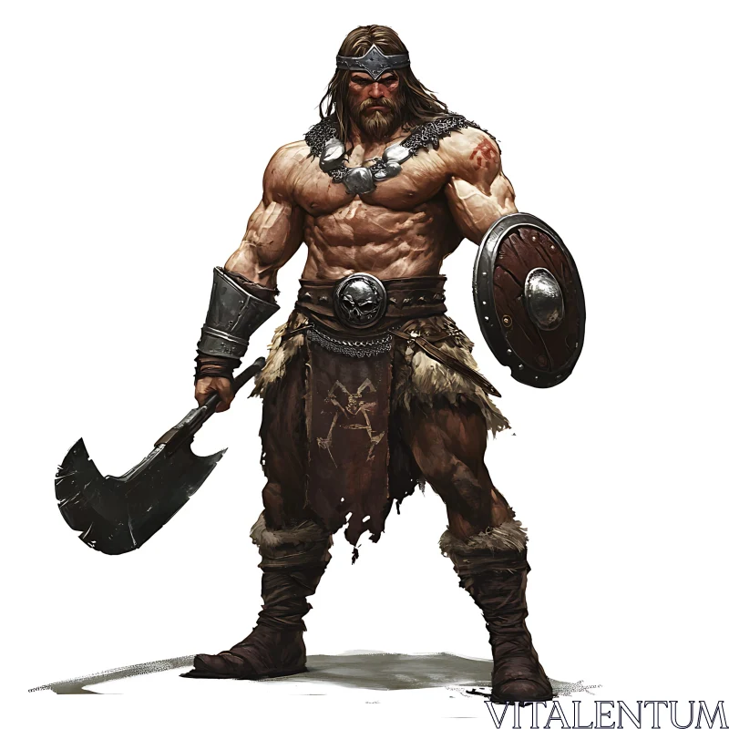 AI ART Barbarian Warrior with Axe and Shield