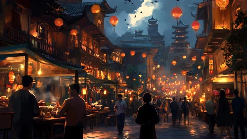 Evening Lanterns in Ancient Town
