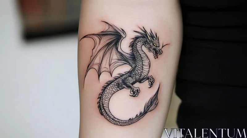 AI ART Arm Tattoo: Dragon in Flight