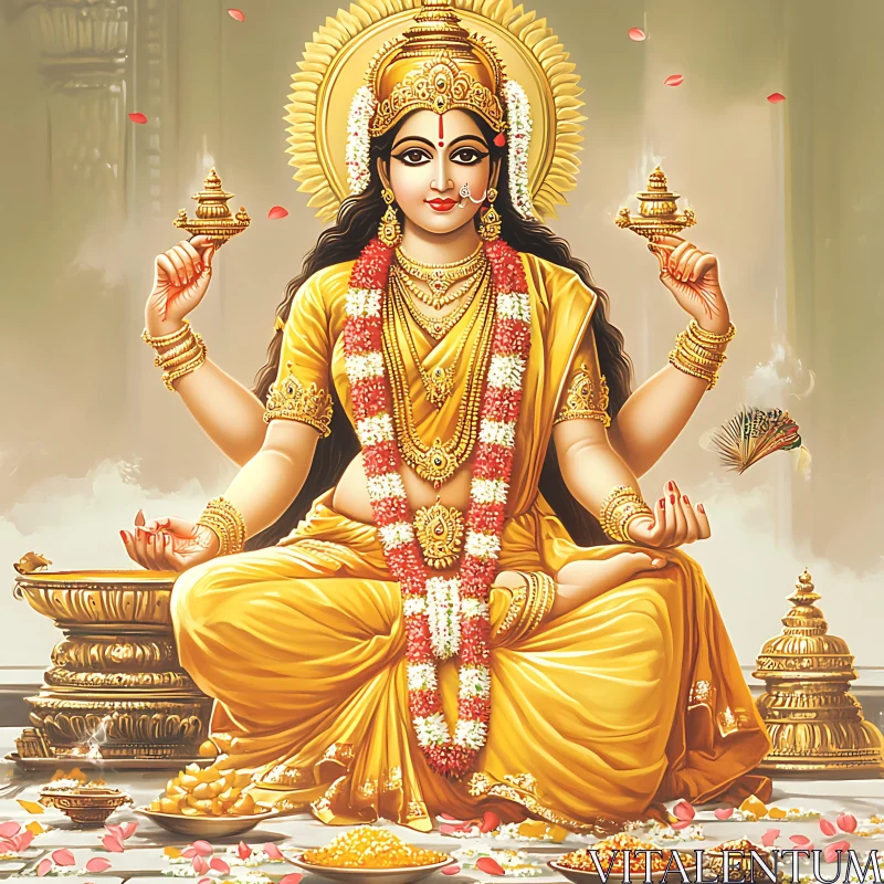 Serene Goddess in Meditation Art AI Image