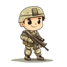 Smiling Cartoon Soldier Illustration