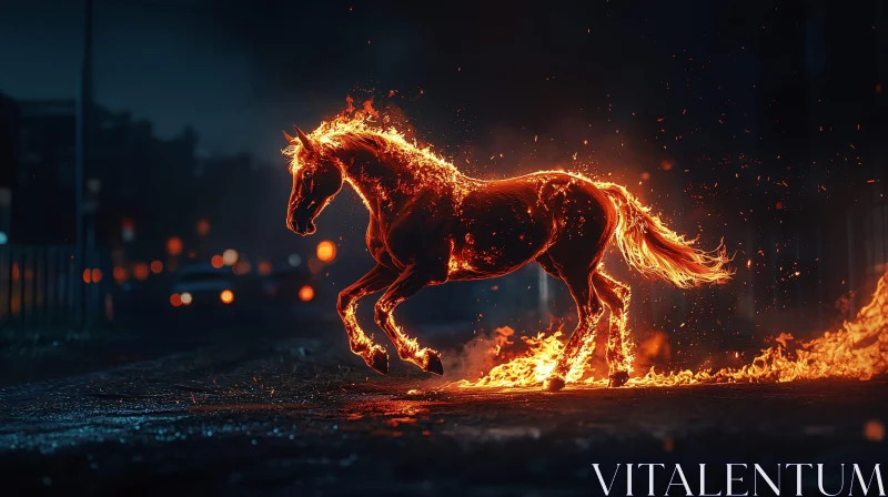 Burning Horse in Motion AI Image