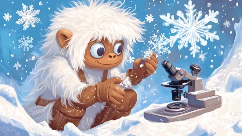 Monkey and Winter Snowflakes