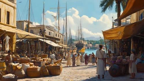 Seaside Ancient City Market Scene