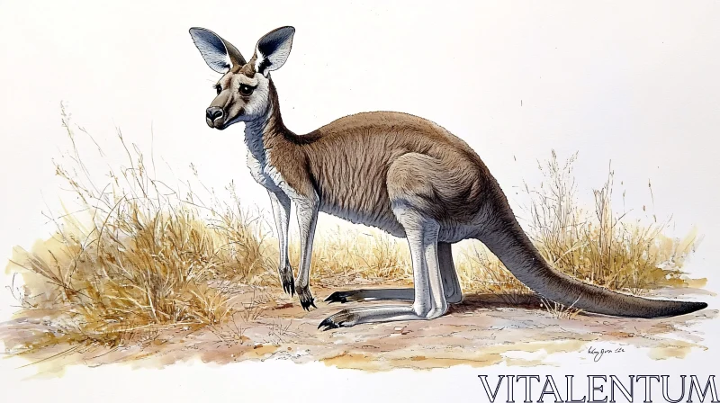 Australian Kangaroo Illustration AI Image