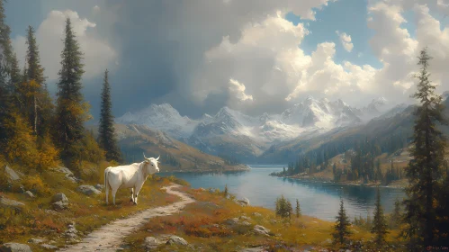 Peaceful Mountain Lake Scene