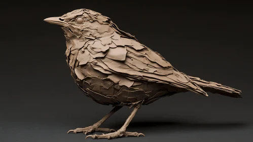 Textured Clay Bird Sculpture