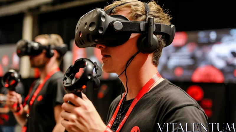 Immersive Virtual Reality Artwork in Black and Red | Contemporary Participation AI Image