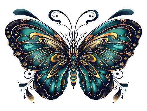 Intricate Blue Butterfly Digital Illustration POD Design