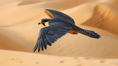 Peregrine Falcon in Desert Landscape