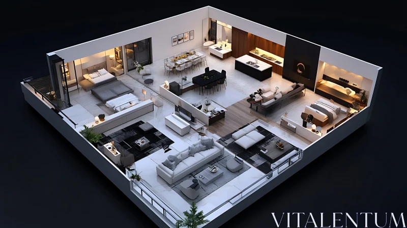 Contemporary Apartment Open Floor Plan AI Image