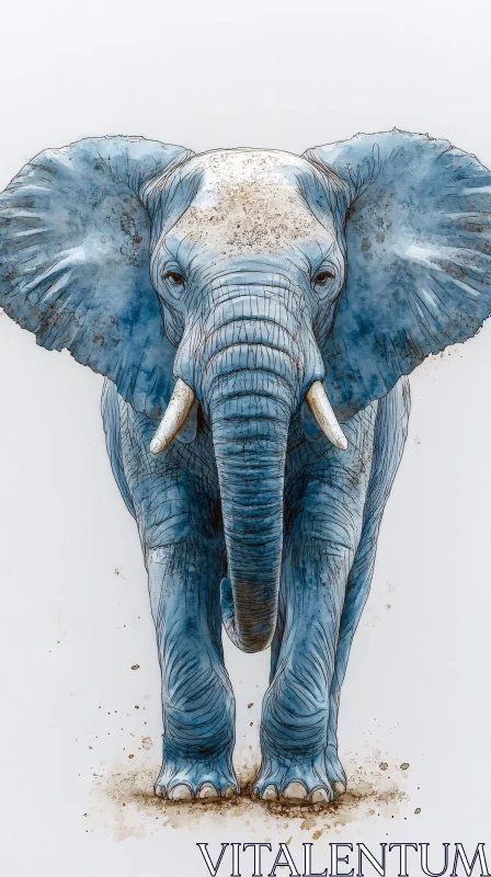 Blue Elephant Art AI Image