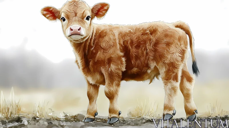 Young Brown Calf AI Image