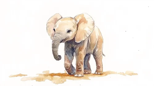 Charming Baby Elephant Watercolor