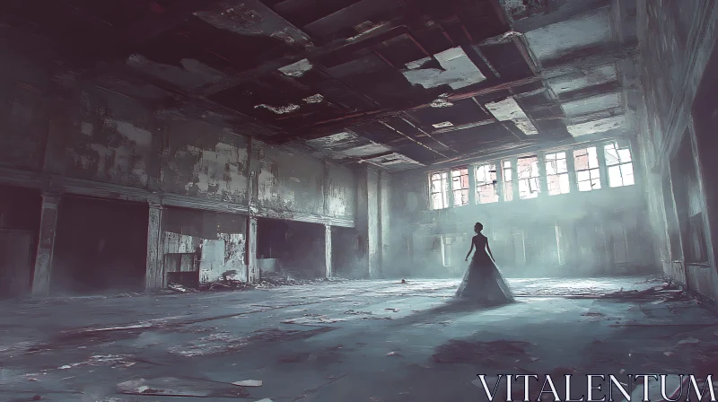 Decay and Grace: A Solitary Figure AI Image