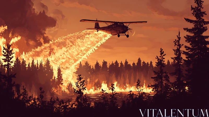 Aerial Plane Combatting Forest Fire AI Image