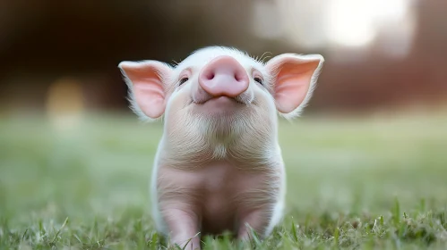 Playful Piglet Portrait in Natural Setting