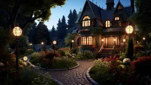 3D Gothic Revival Mansion in a Victorian Woodland Setting