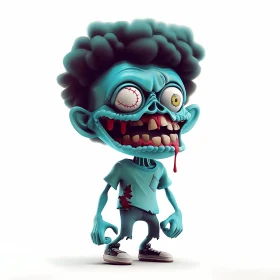 3D Rendered Cartoon Zombie Boy in Menacing Pose