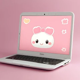 Adorable Cartoon Character on Laptop Screen