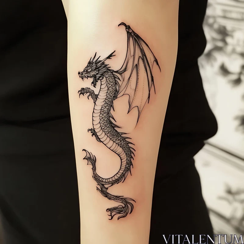 AI ART Line Art Dragon Tattoo Design