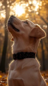 Canine in Warm Sunlit Woods