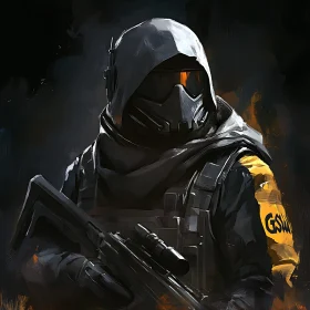 Hooded Soldier with Rifle