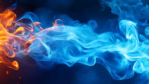 Contrasting Blue and Orange Flame Artwork