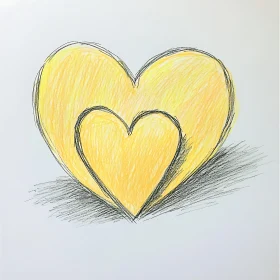 Yellow Heart Sketch - Love and Affection