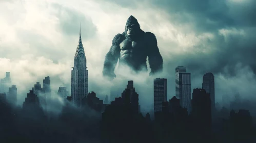 Giant Gorilla in Urban Fog