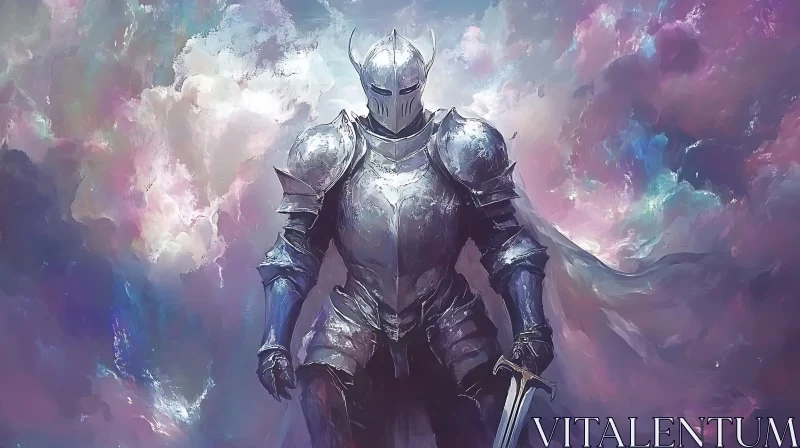 AI ART Armored Knight in Ethereal Cloudscape