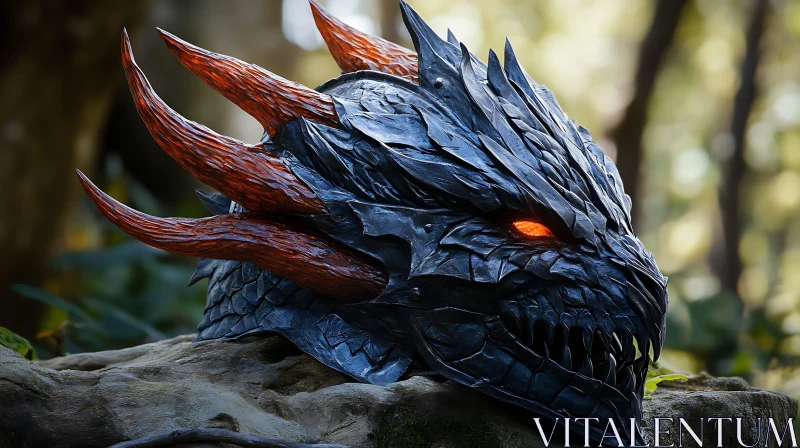 AI ART Detailed Dragon Head Armor Sculpture