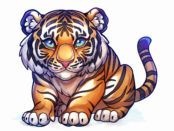 Cartoon Tiger Illustration POD Design